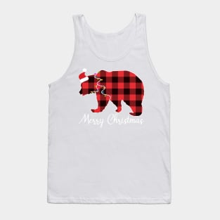 Santa Deer Plaid Red Buffalo Animal Merry Christmas Pajamas Family Tank Top